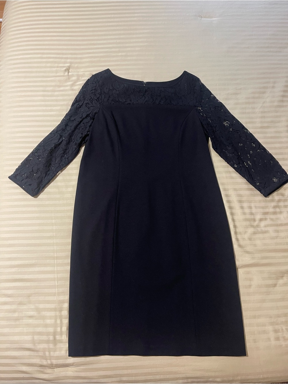 Talbots Black Lace-Sleeve Boatneck Sheath Dress